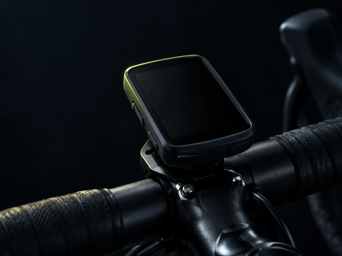 A bike computer on the handlebars